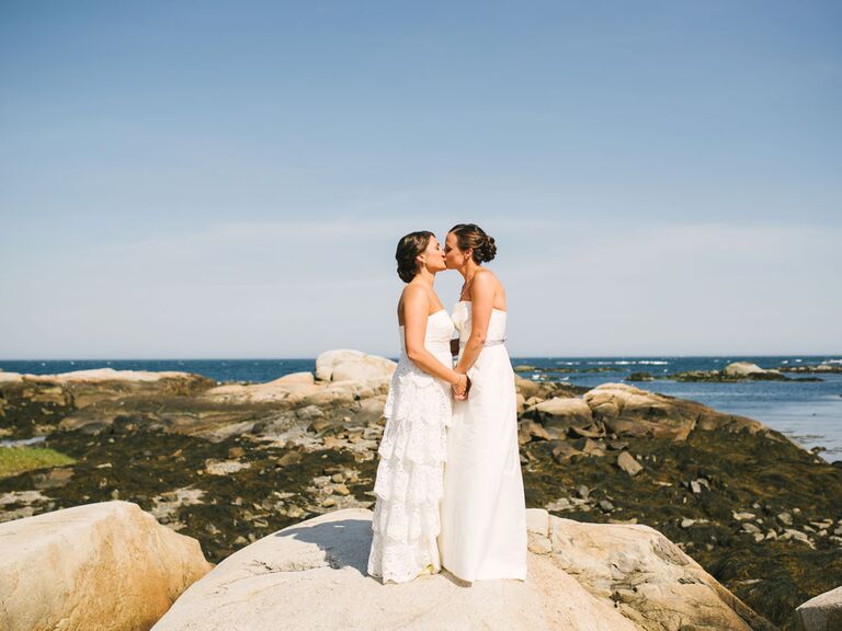 Maine wedding by the ocean bohemian dresses