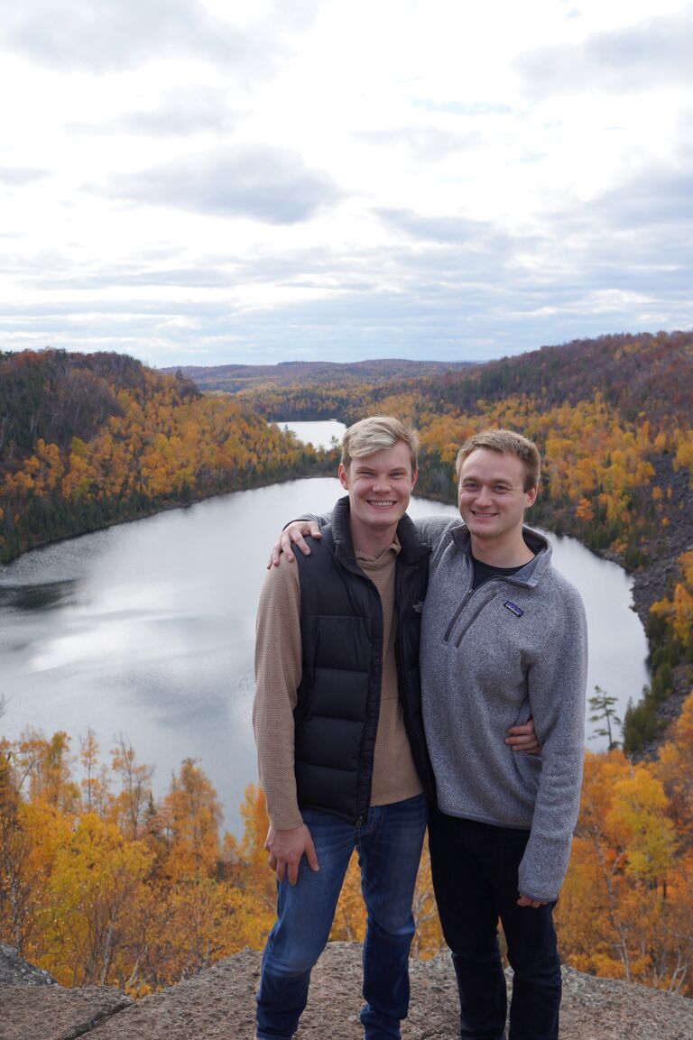 Hiking to Bean and Bear Lakes near Silver Lake, MN.