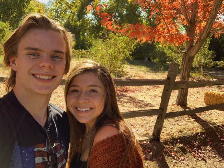 Us at Riley’s Farm, one of our favorite places to go during the Fall for apple picking and the pumpkin patch in 2020