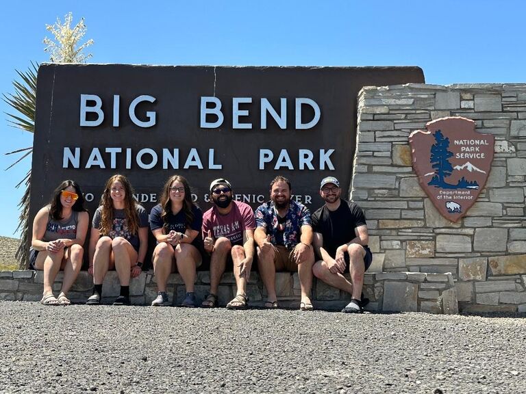 Kylie and Phillip went on a trip to Big Bend with their bible study. A few stopped for a picture at the entry sign into the park!