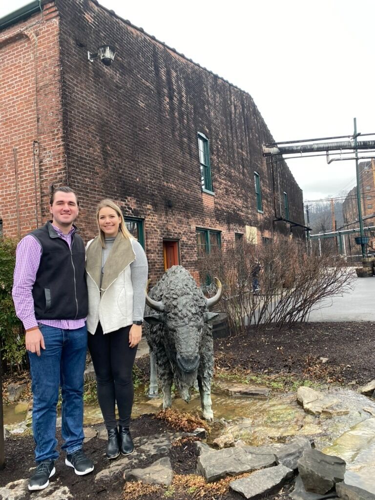 AFTER BEING FRIENDS FOR A FEW YEARS, WE OFFICIALLY STARTED DATING IN NOVEMBER OF 2019.
PICTURED - OUR FIRST TRIP TOGETHER, AT BUFFALO TRACE ON THE BOURBON TRAIL.