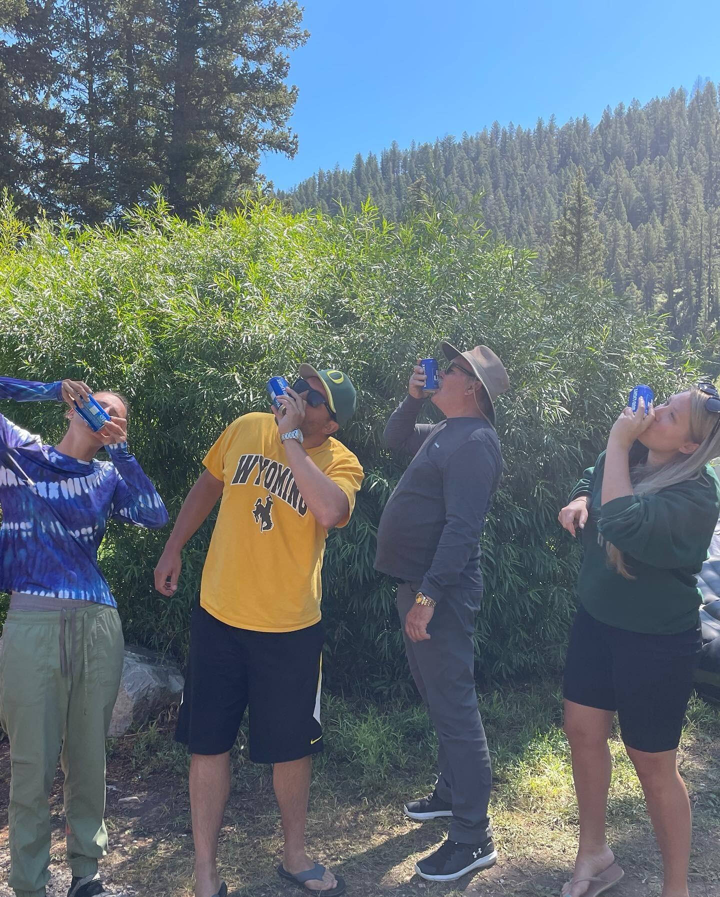 Camping at the Hoback with Ryan's family and friends. Celebrating a great day rafting the river and Adar really taking advantage of her "fun employment"