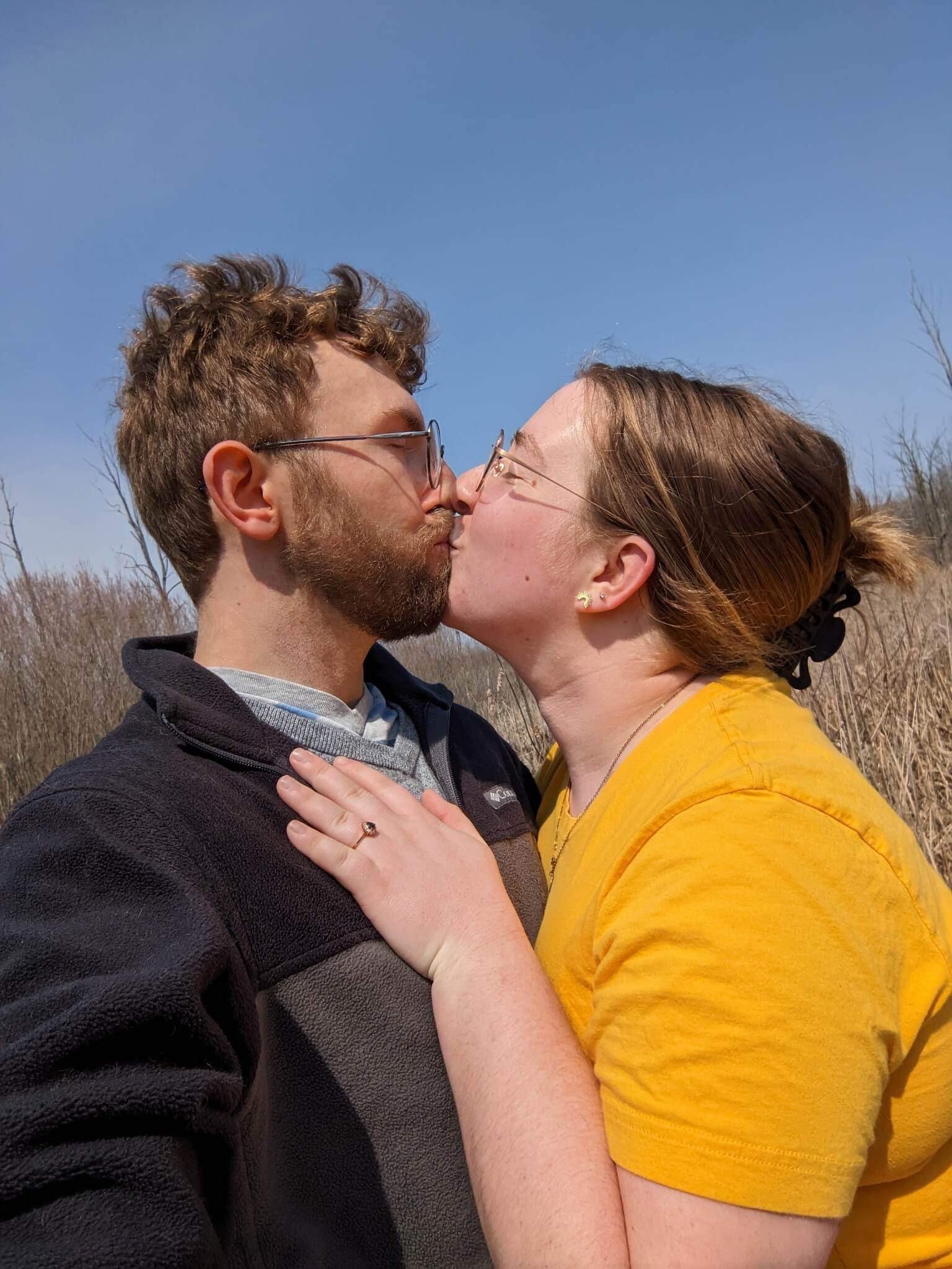 George told Erica they would take a break between running errands to take a walk at  Lion's Den Gorge Nature Preserve (where we had our first date), and he proposed! We also almost forgot to take a picture. 