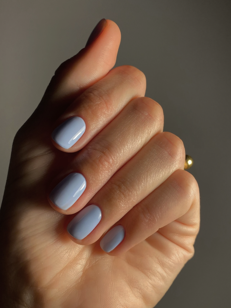 Pastel blue bridal nails 