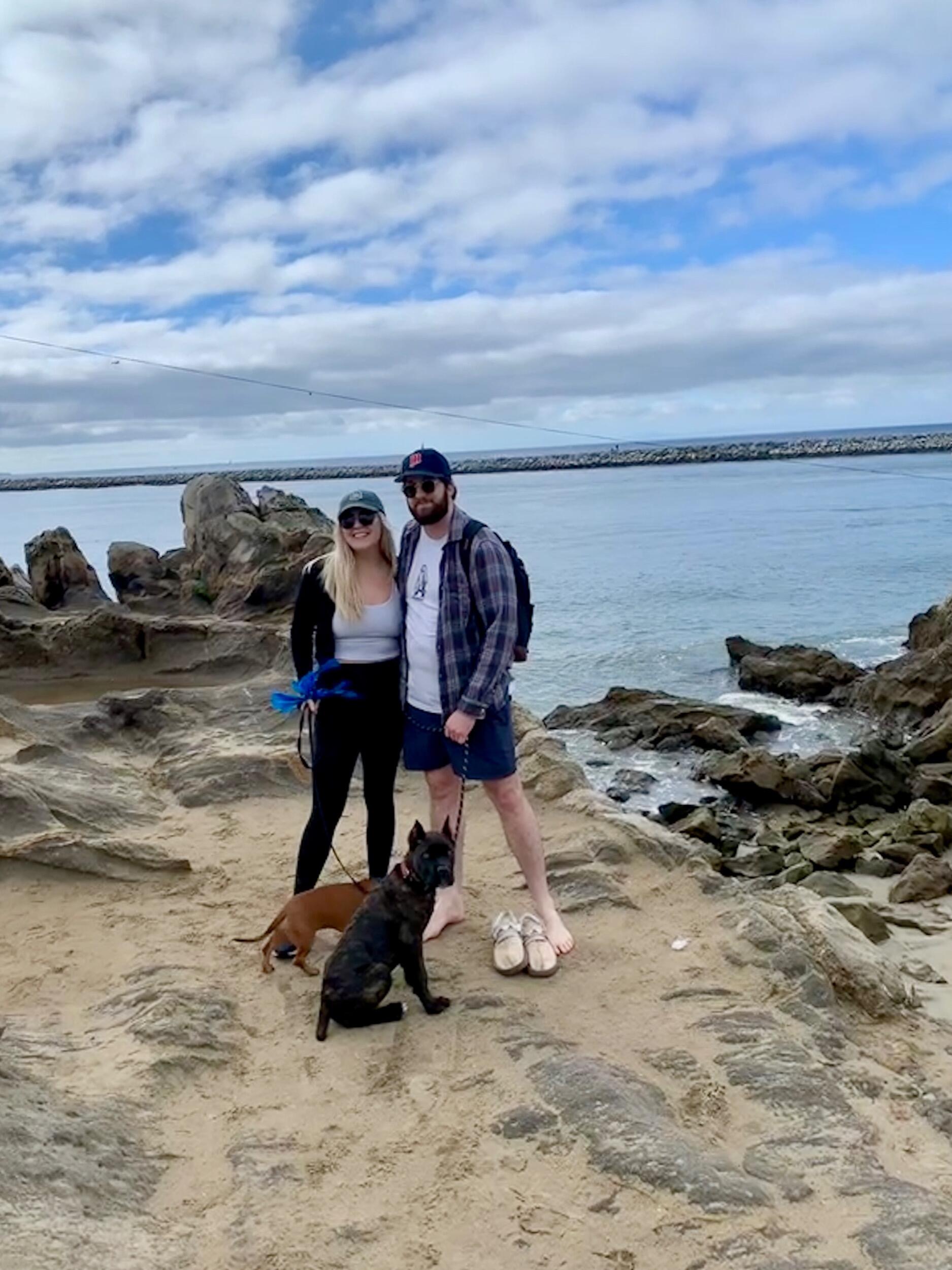 They packed up their dogs and road tripped from Dallas to California to spend Christmas with her family. Biggie saw the ocean for the first time, but he wasn't impressed.