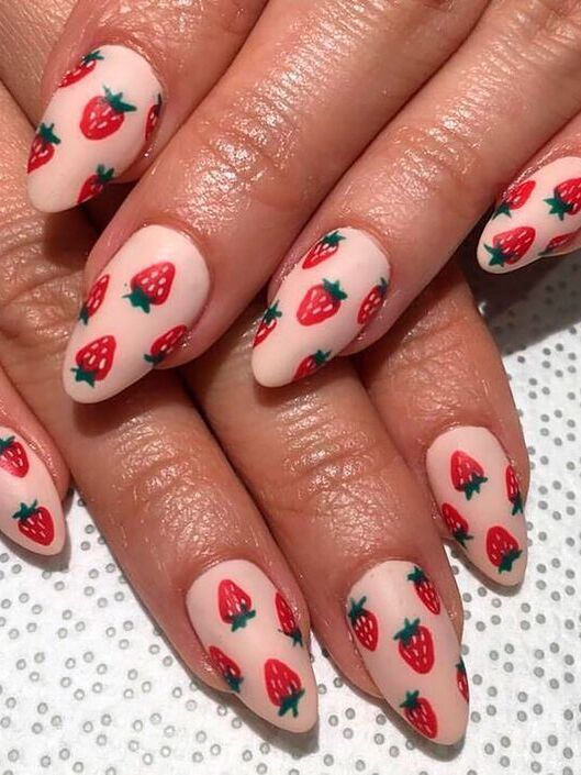 strawberries wedding nails inspiration