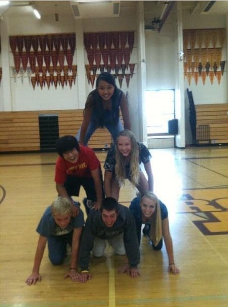 Northgate High School PE class - the start of Michael and Allison's friendship. For the record, Allison's badminton team consistently beat Michael's team.