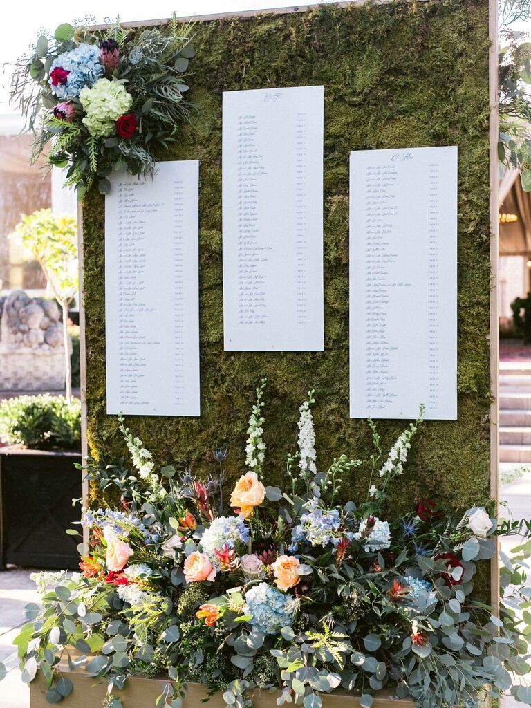 Moss and floral seating chart