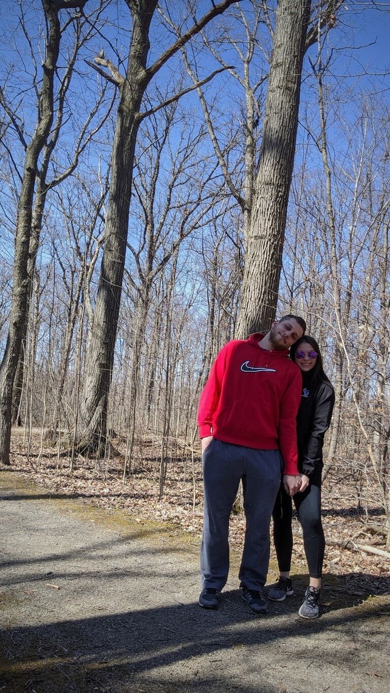 Our second anniversary! We started the day with a walk in the woods before heading home and cooking our favorite meal at the time - cashew pasta! 