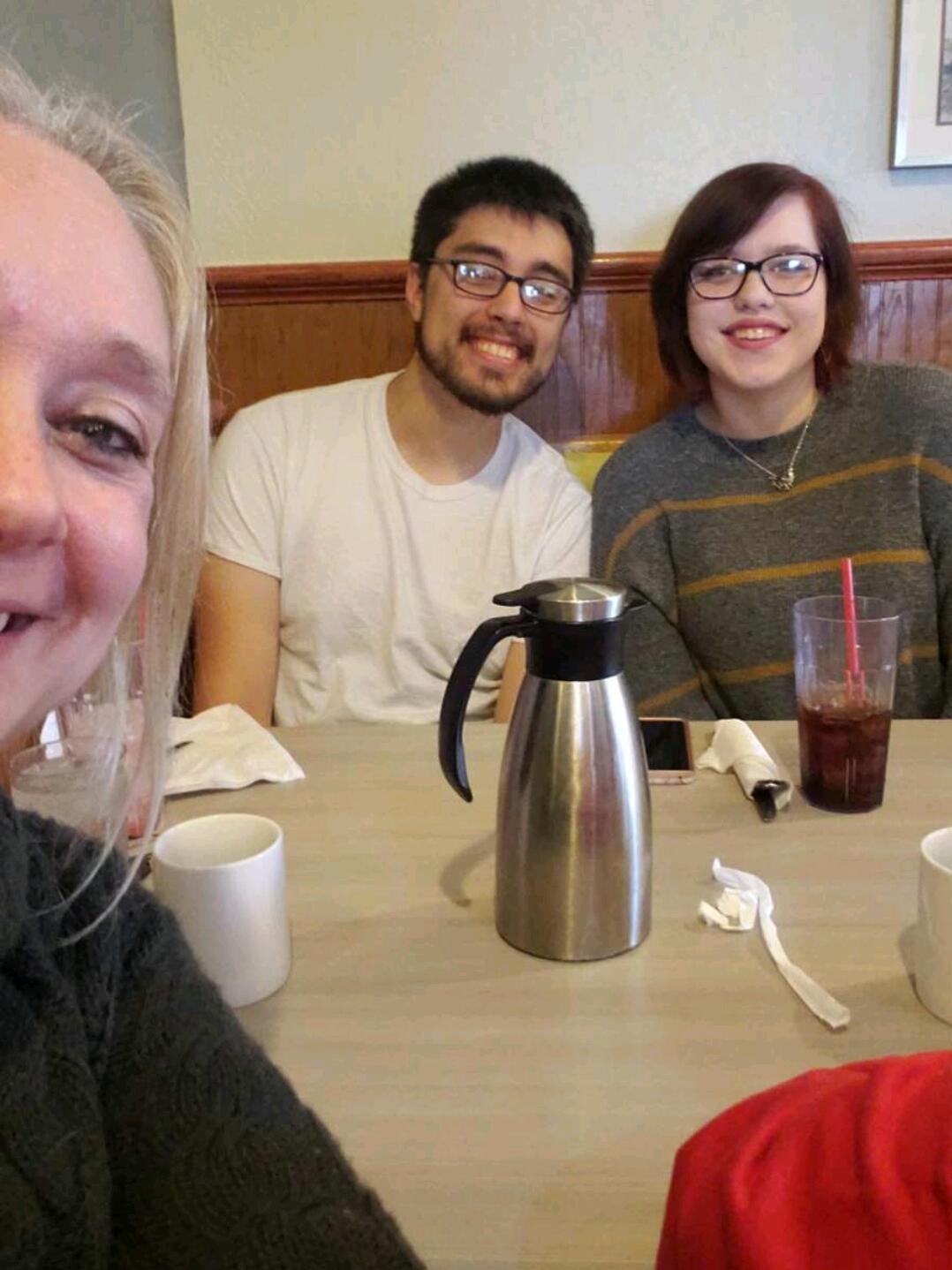 This was the first time I met Cody's grandma's (Donna and Linda). We ate breakfast at Perkins. Peep Cody's mom Julie