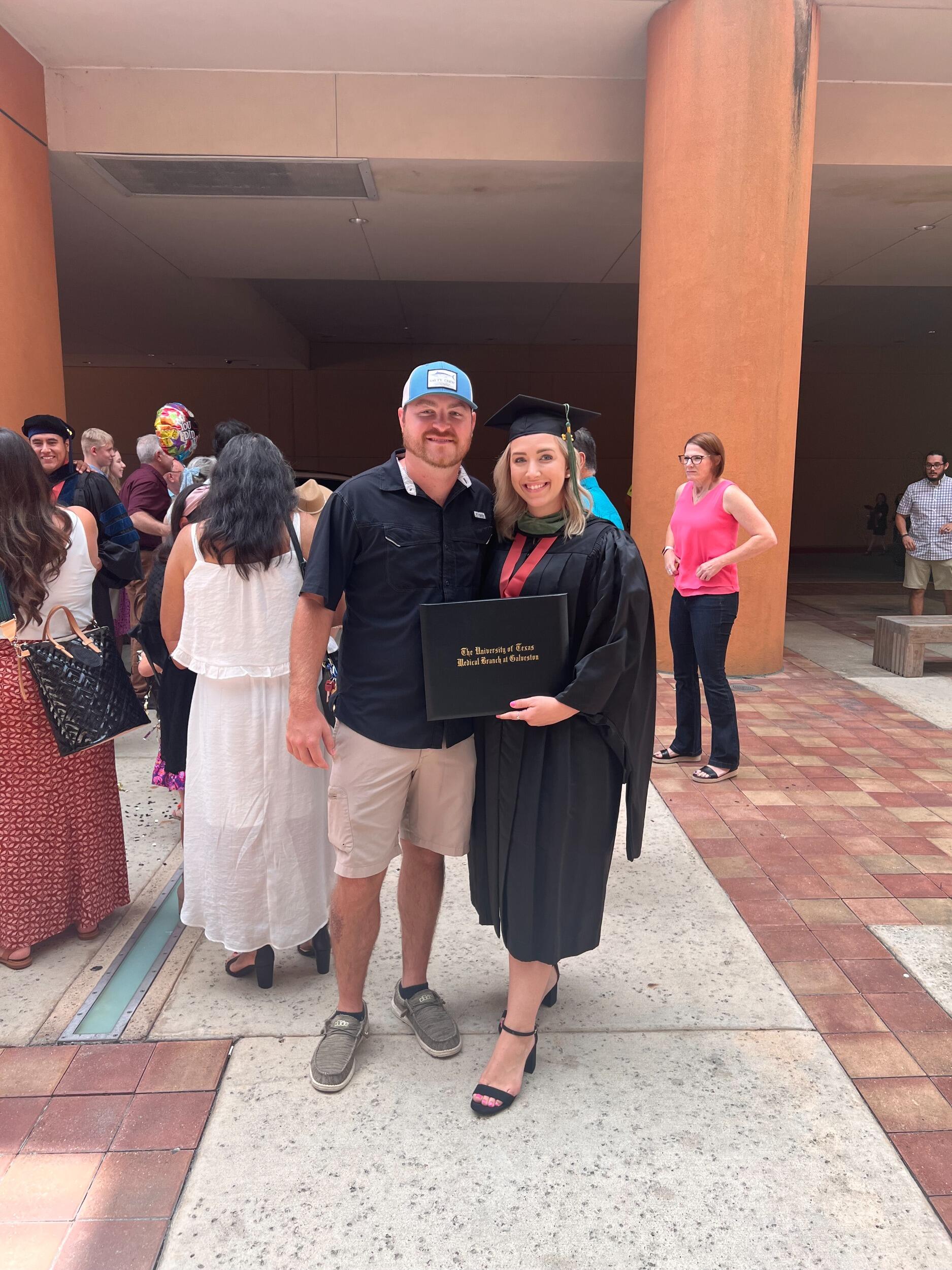 I graduated with my Master's degree from UTMB. Safe to say, Brandon was happy I was finally getting a job!