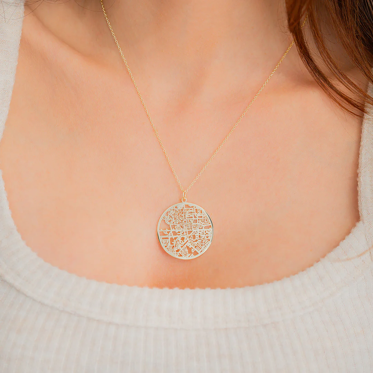 Mint & Lily pendant custom map necklace 
