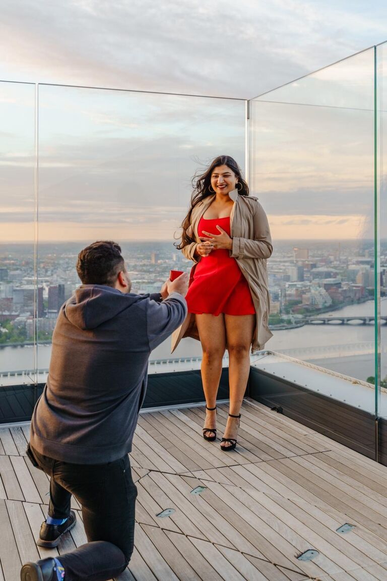 SHE SAID YES!!! Siddharth surprised Sachi with a beautiful golden hour proposal in Boston. This is just the start of a new beautiful chapter in their lives!