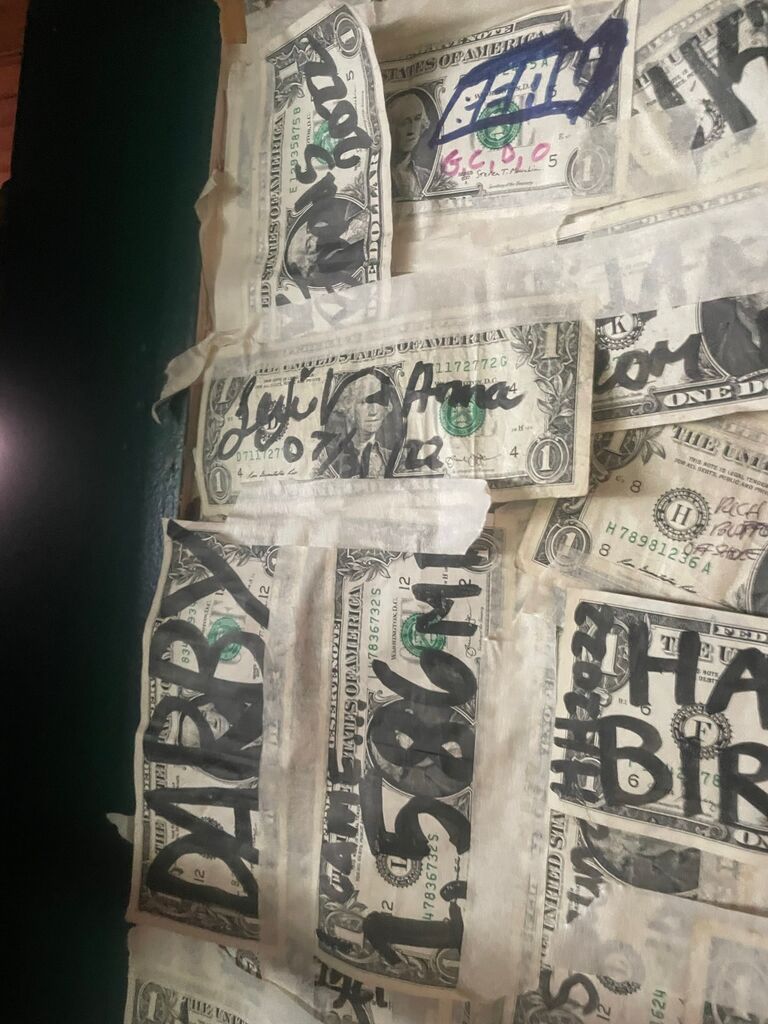 The dollar Anna & I left on Cabbage Key from Brandon & I's first date.