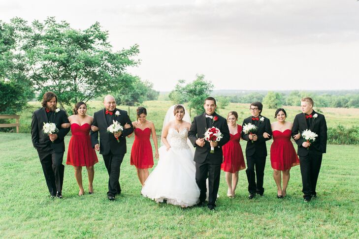 black and red bridesmaid dresses