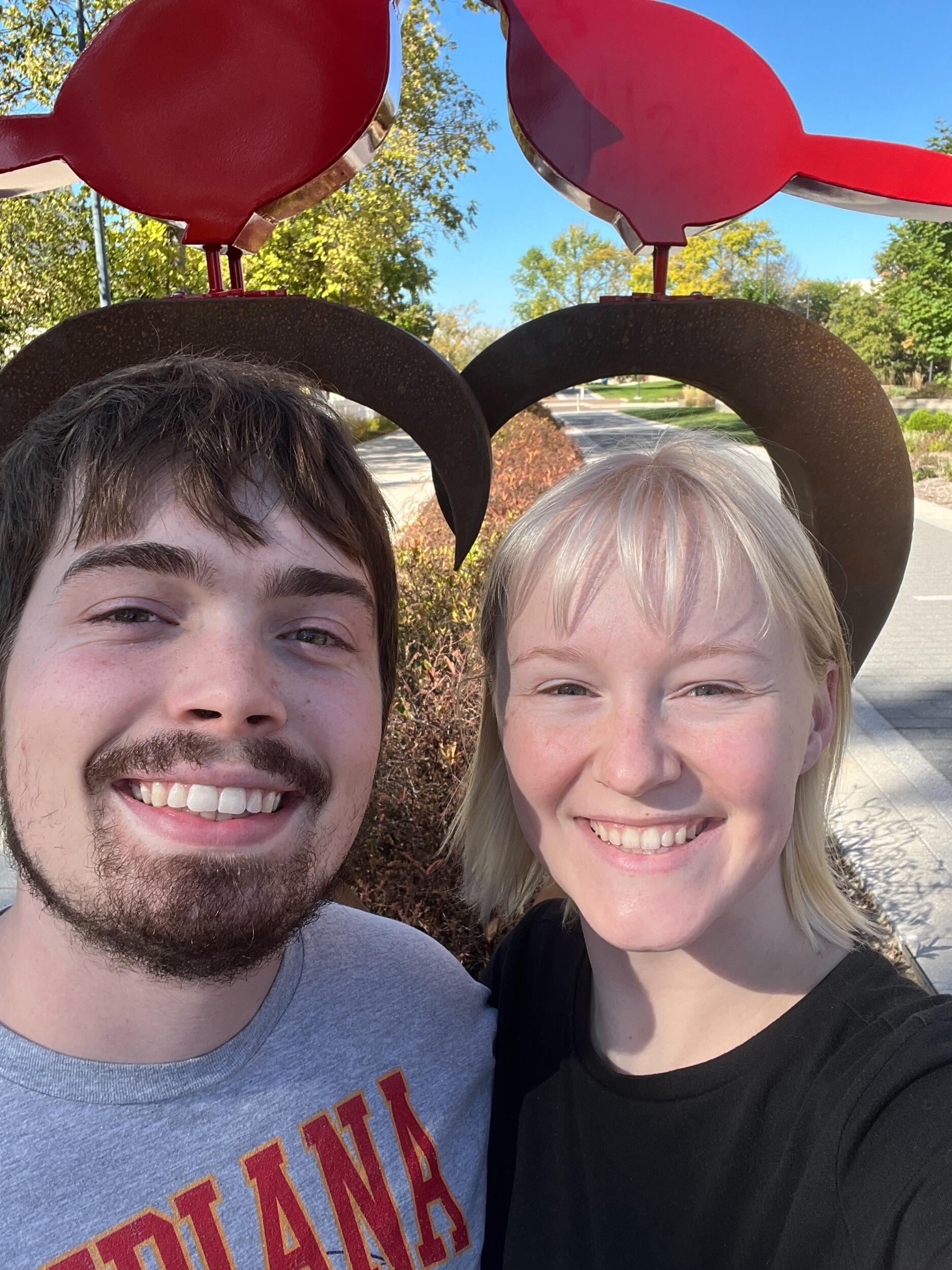 Checking out the "Kissing Cardinals" on BSU campus!