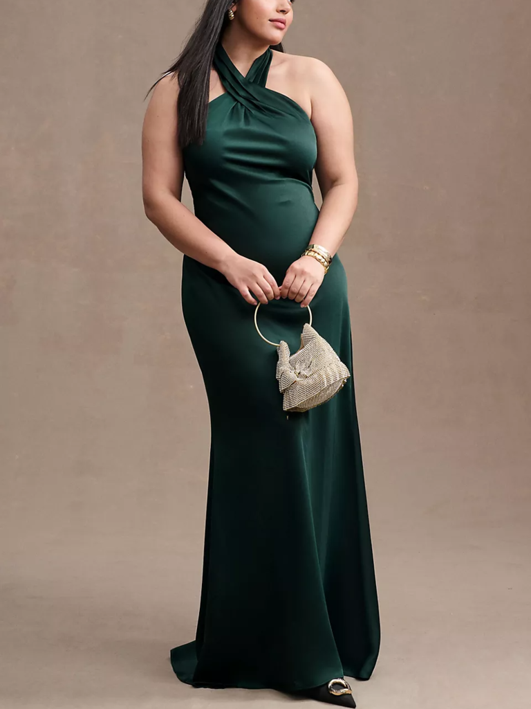 Green halter neck mother-of-the-groom dress from BHLDN