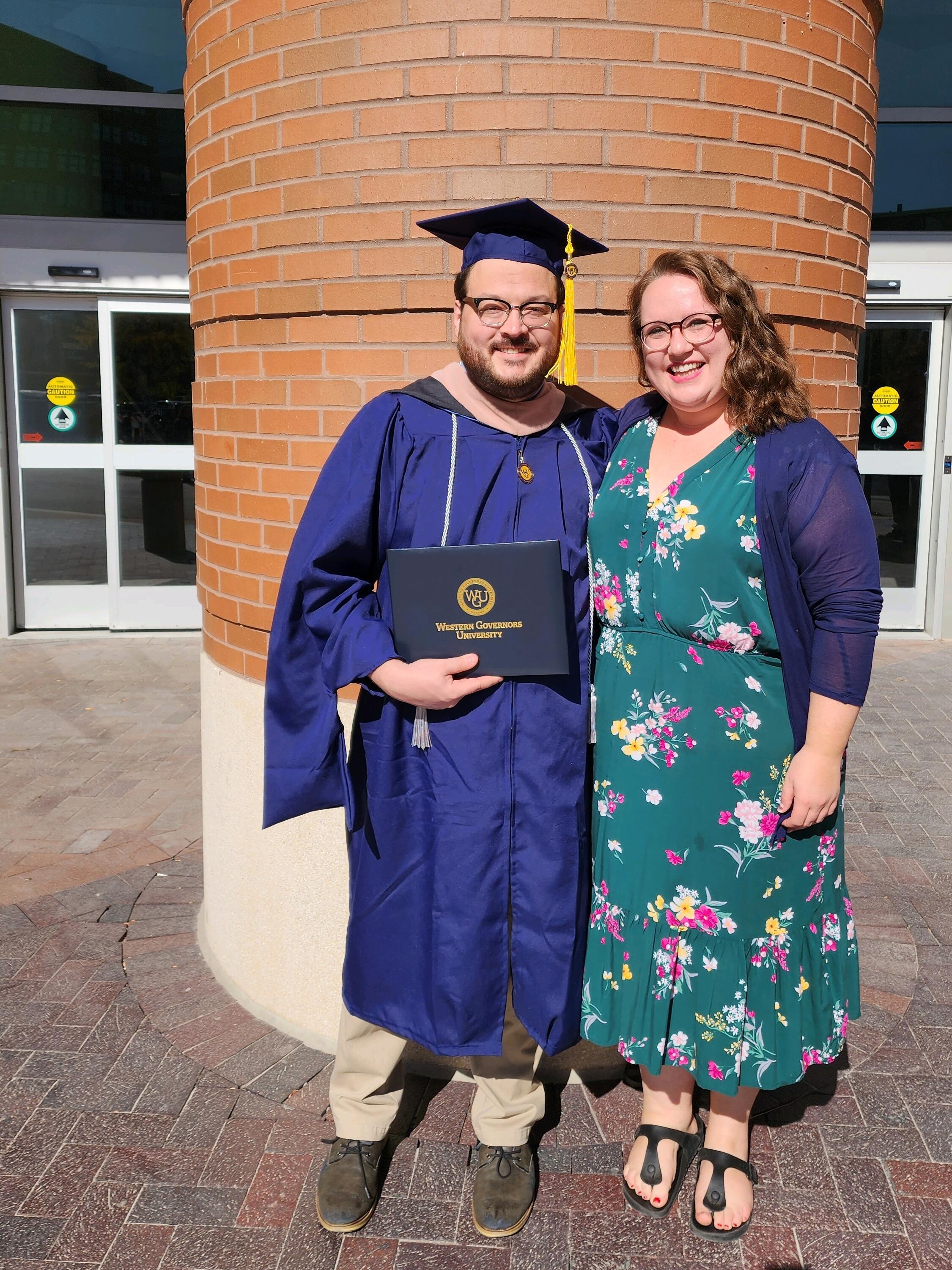 Nick graduates with his Master of Business degree in St. Louis, Missouri.