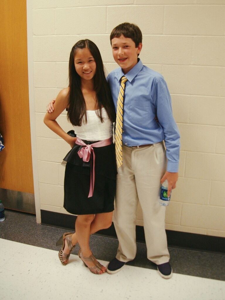 Chloe and Matthew met in science class at Rockwood Valley Middle School.  They sat next to each other in almost every class since their last names both start with W. Pictured is them at 8th grade graduation. 