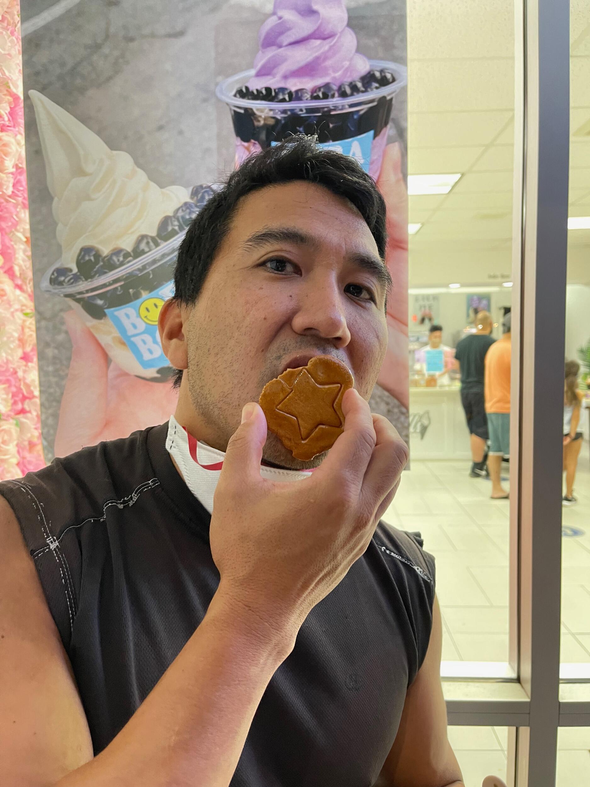 We can't get enough of Squid Game! A local ice cream shop sells dalgona... 
