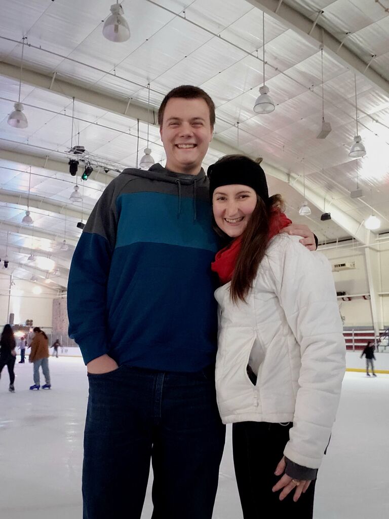 Ben planed an Ice Skating date. We took our first picture together at my sister's request! 