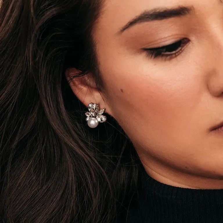 Floral stud earrings bridesmaid proposal gift from Olive + Piper