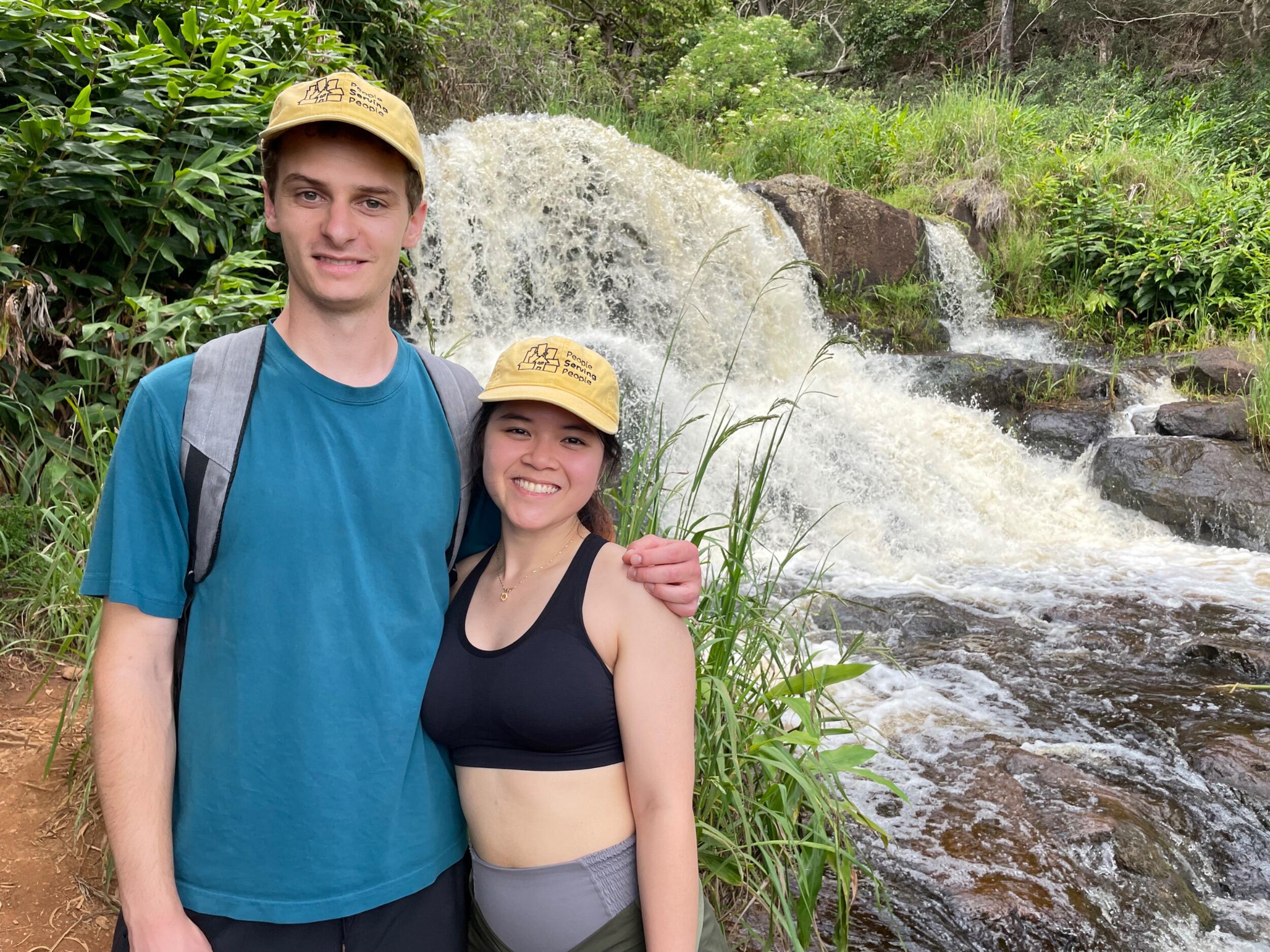 Waipo'o falls trail 
Kauai, HI

Matching hats!