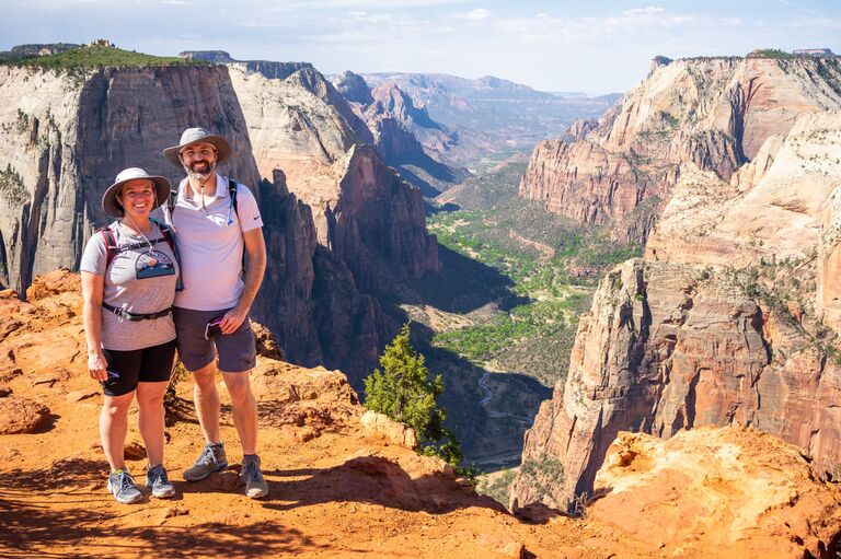 On day three of our first long road trip, we visited the massive Zion National Park on a very hot Utah day. We got an early start, hiking two hours out to Observation Point for the best panoramic view of the canyon. It was spectacular and breath-taking.