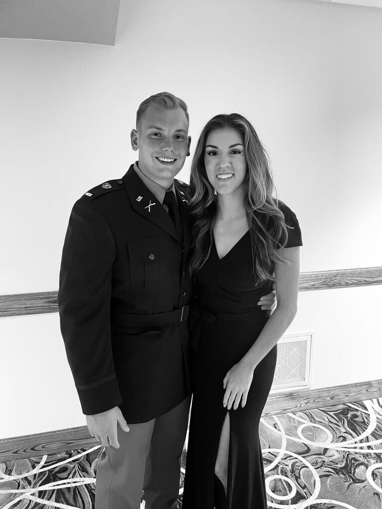 Military ball in Columbus, GA. The photo is in black and white to camouflage Zach’s extremely sunburnt face.  Do not recommend golfing without sunscreen in GA.