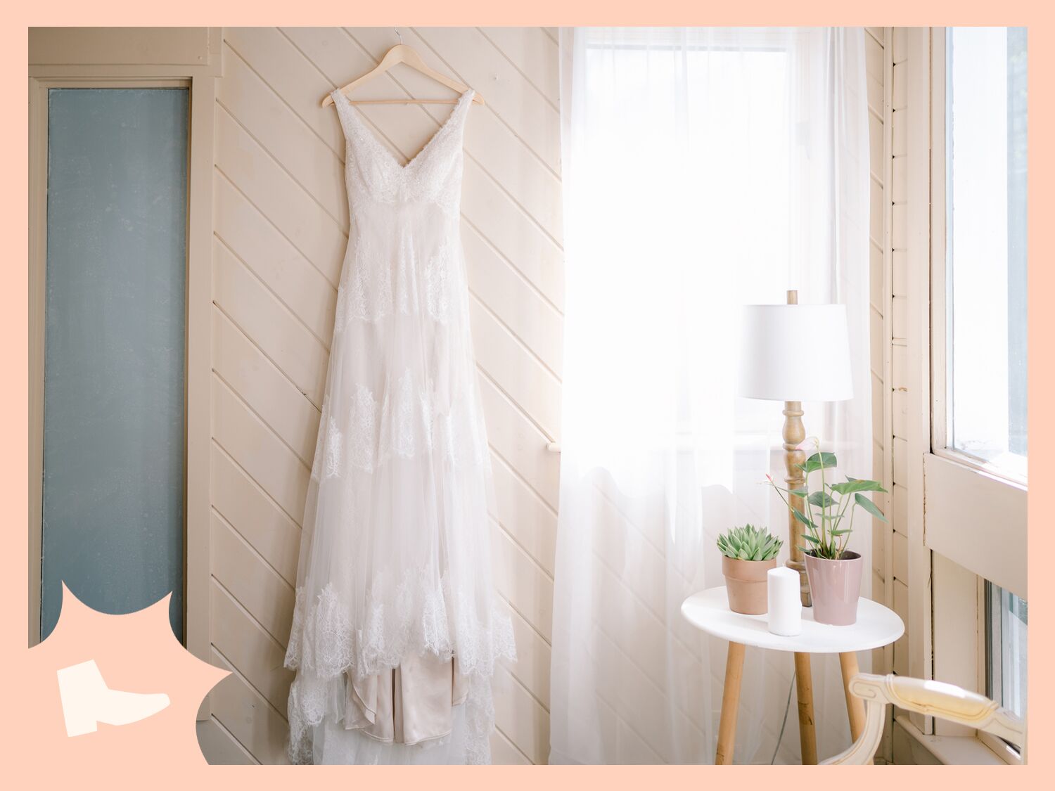 Hanging wedding dress 
