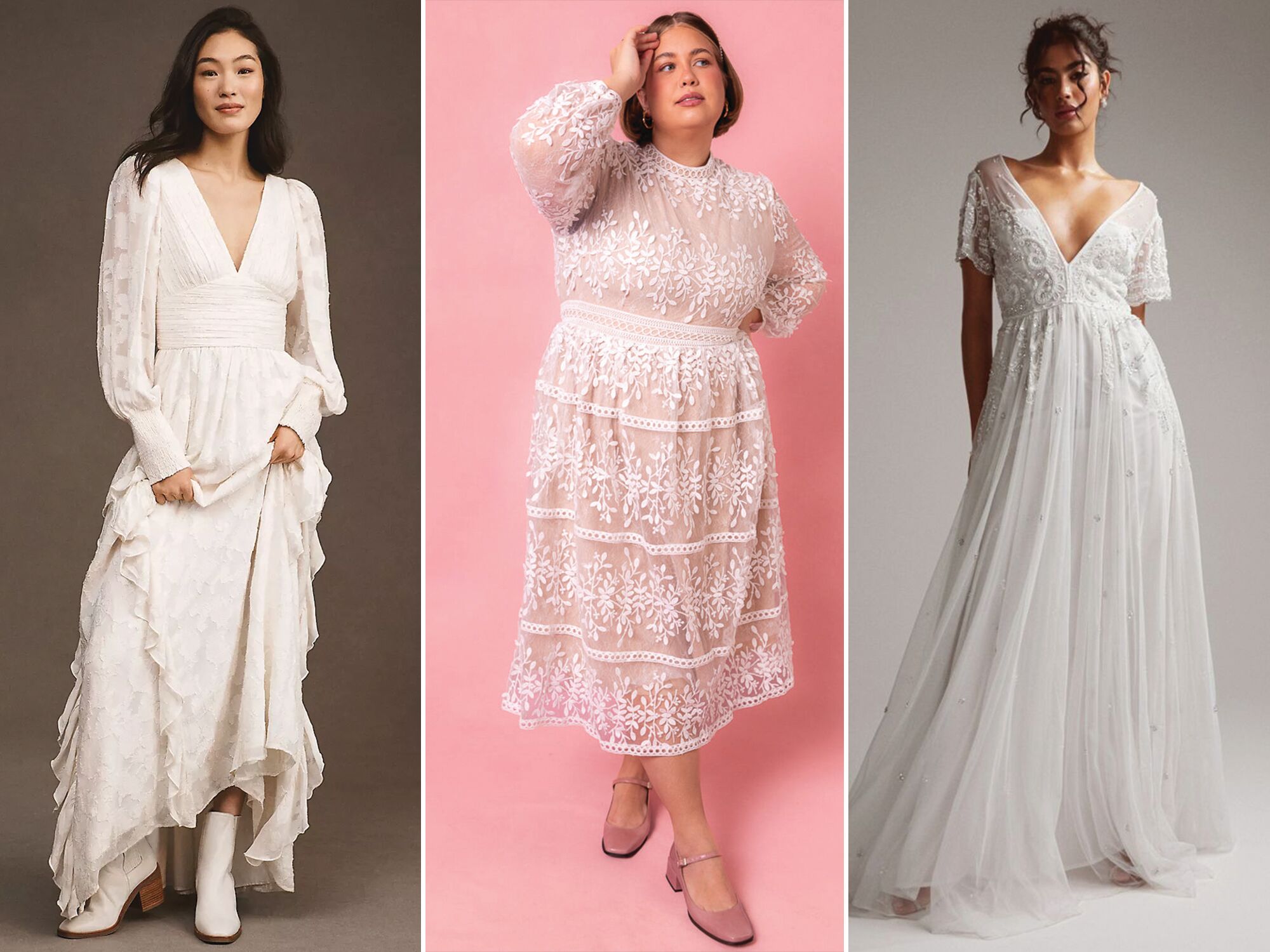 Three mountain wedding dresses