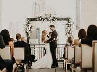 Couple exchanging their vows on a rooftop