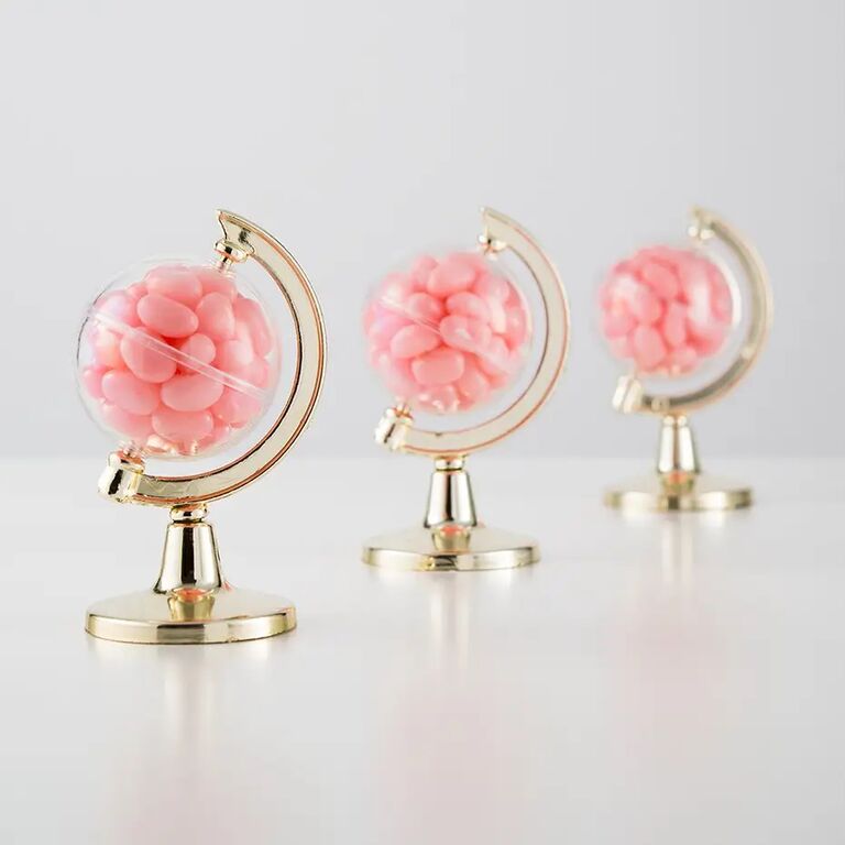 Miniature candy globes for your travel-themed bridal shower