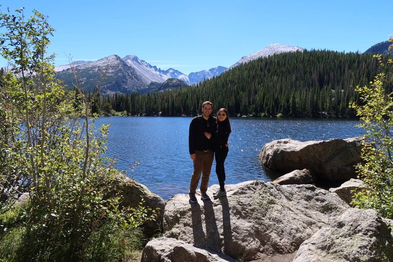 Nick’s first trip to Colorado with me. This is by a lake in Estes Park where we stayed a couple days. 