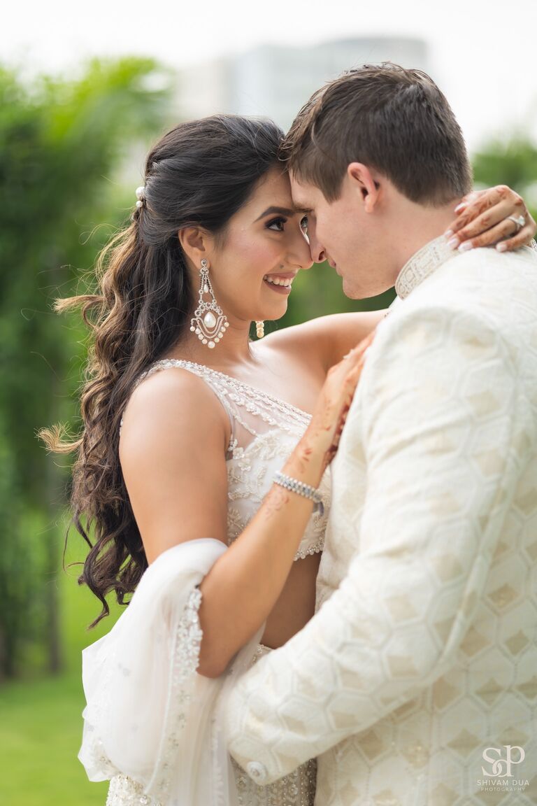 Punya wore white for the engagement so she could wear red walking down the aisle-best of both worlds. 