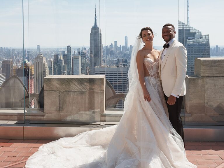 Bride and groom's NYC wedding portraits, the knot magazine summer 2025 issue
