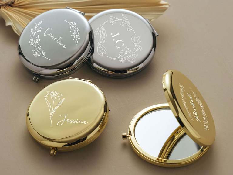 Personalized compact mirror bridesmaid proposal gift from Etsy