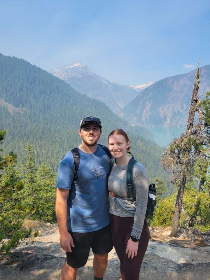 We were both going to NDSU in Fargo. We had mutual friends but never ran into each other until “the boys” decided to throw a party. We met in a scary basement. Very romantic. Devin jokes about how he was so close to staying in that night. 