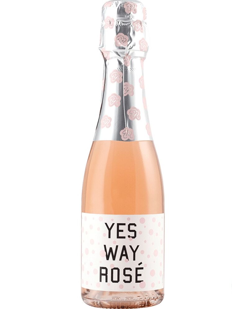 Mini rose bottle featuring the phrase Yes Way Rosé bridal shower favors