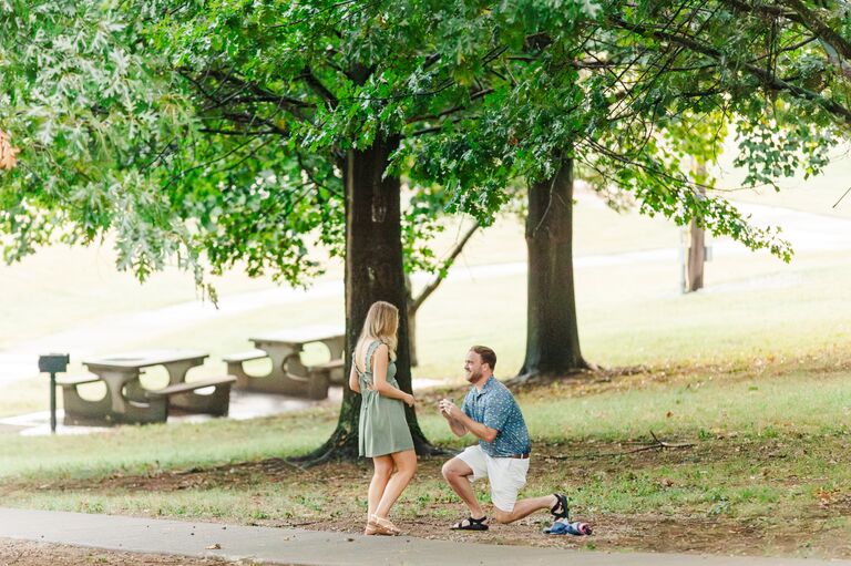 …And just six short weeks later, the next chapter of their love story began! Hunter proposed at the Chickamauga Dam, the very spot where Hunter and Marah had first discussed marriage months before.