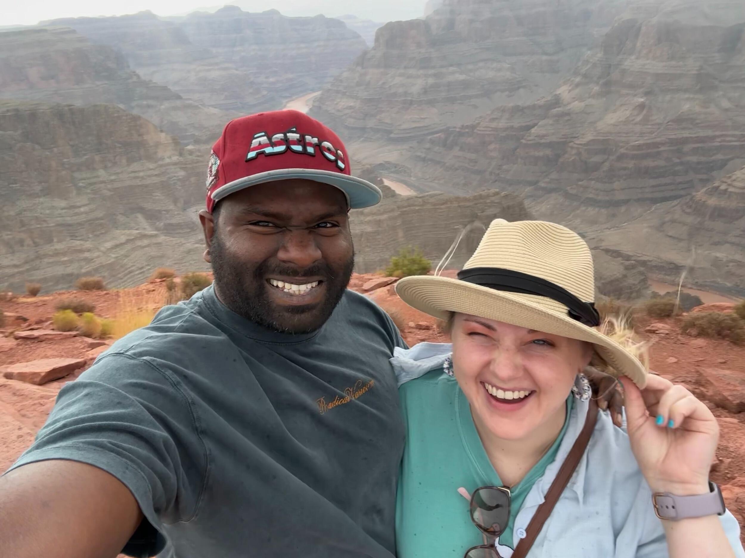Audrey's first visit to the Grand Canyon - it was a bit windy!