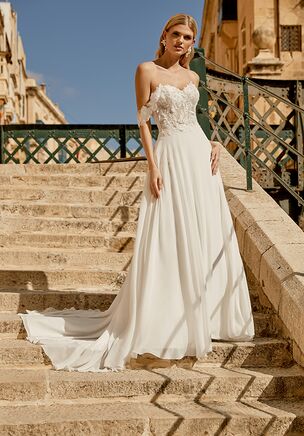 Chiffon A-Line Gown with Embroidered Lace and 3D Appliqués