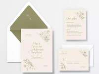 green wildflower floral wedding invitations for The Knot by Vera Wang
