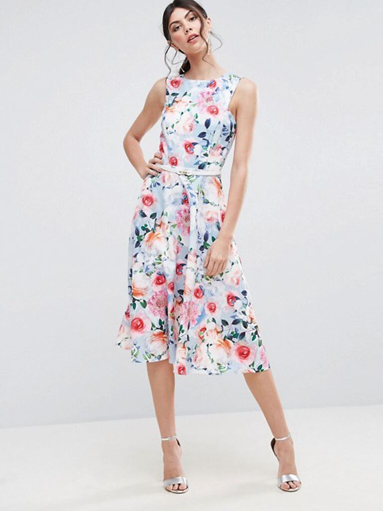 white floral dress for wedding guest