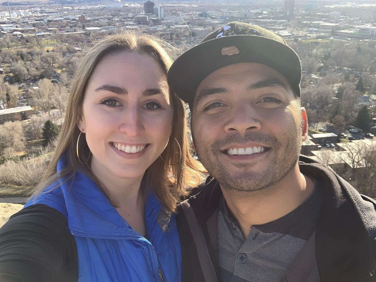 The change of plans. 
This is the day that Hurricane Ida hit New Orleans, destroying the Alliance Refinery. We were unsure what the future held. Luckily, not long after, our company offered us both the chance to relocate to Billings, Montana. This is a picture of us on our first visit to Billings together, where our next chapter began!