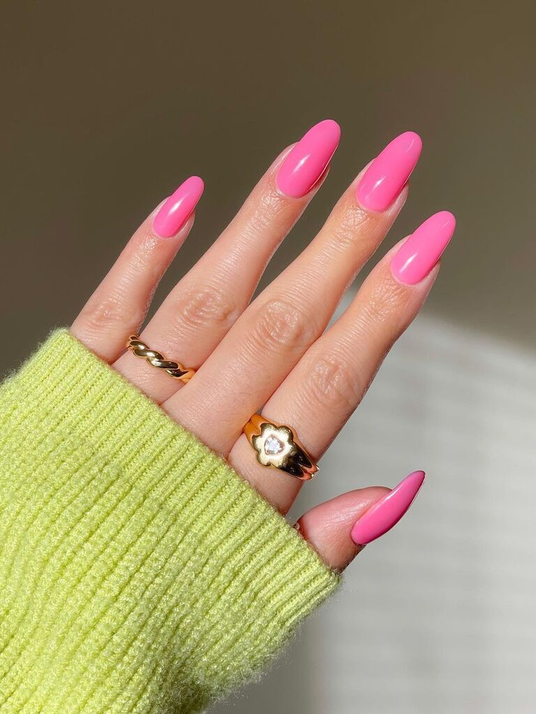 Barbie pink Valentine's Day nails