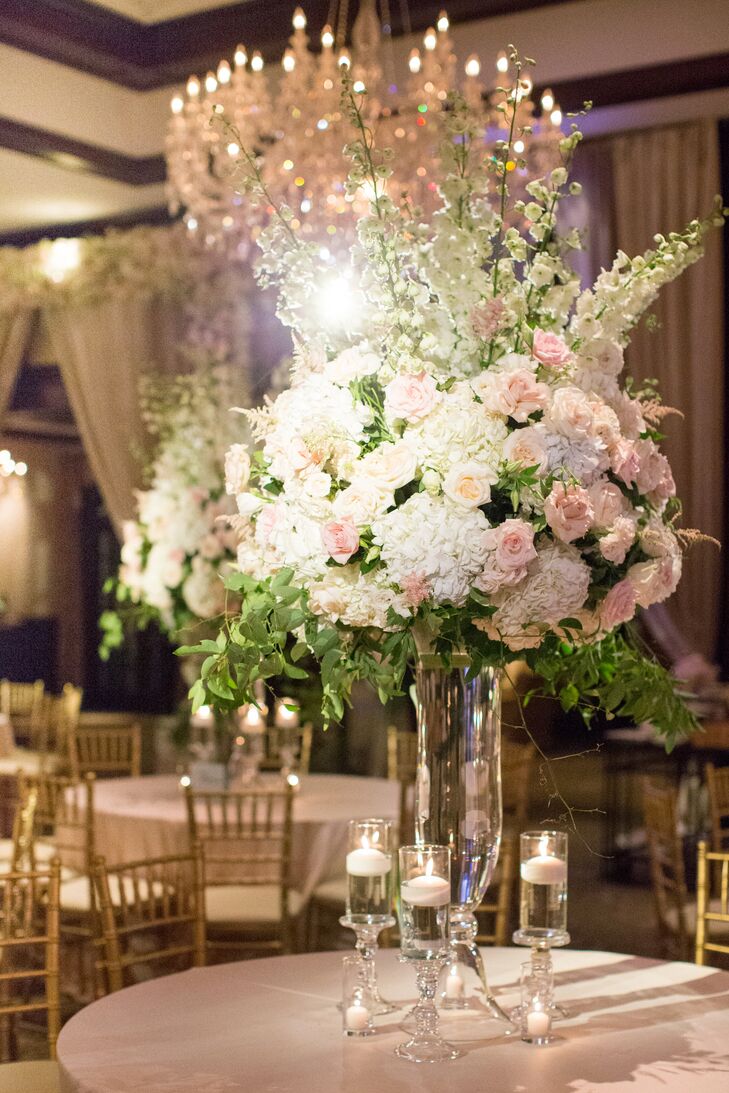 Tall Hydrangea Rose And Stock Centerpieces