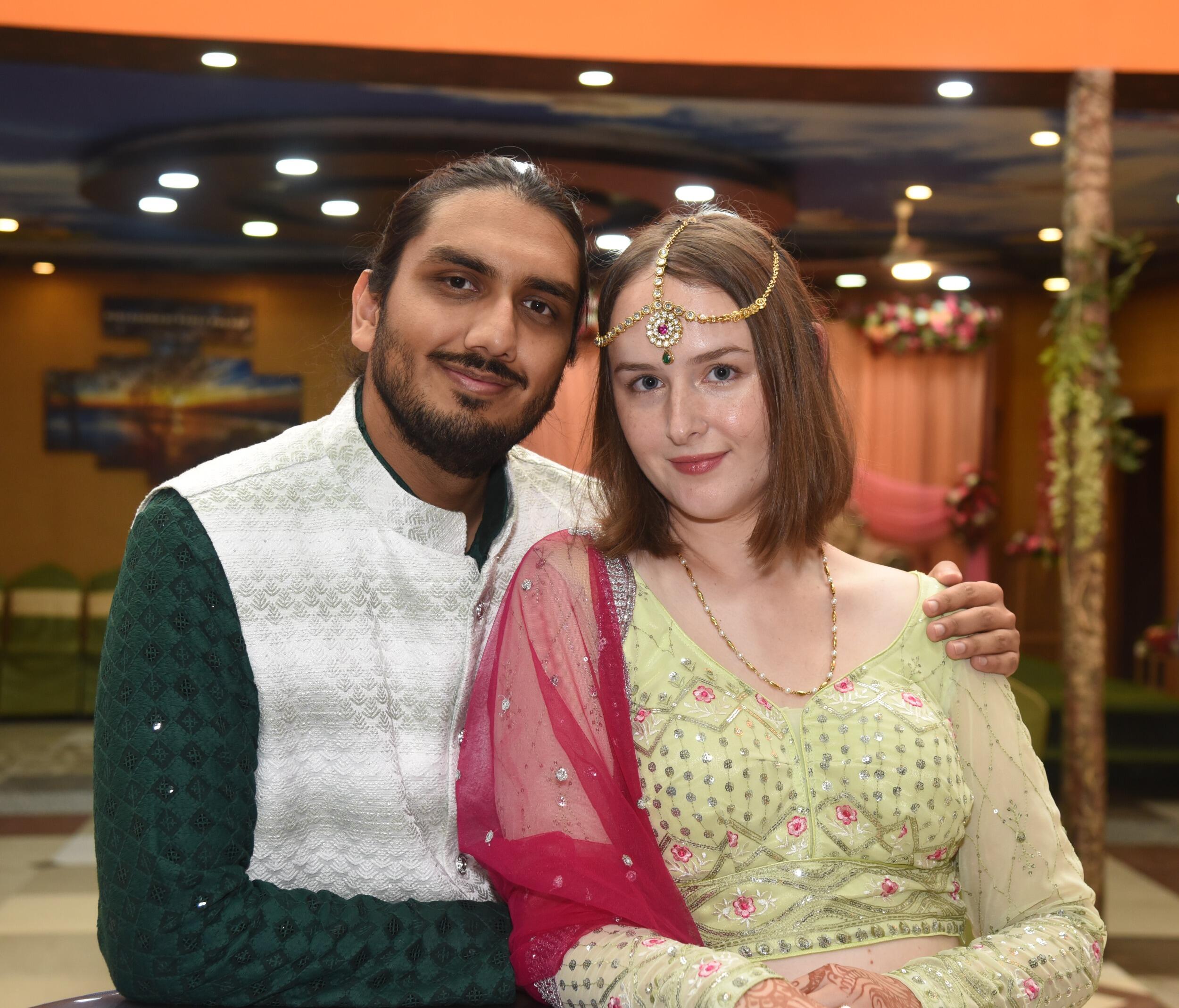 Celebrating our engagement in Nepal. Morgan is dressed in a lehenga, and Amul is in a daura-suruwal. We were so lucky and feel so grateful to have visited his family; for him, it was the first time in 12 years.