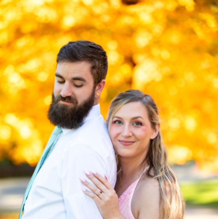 Lyle and Steph celebrating their engagement.