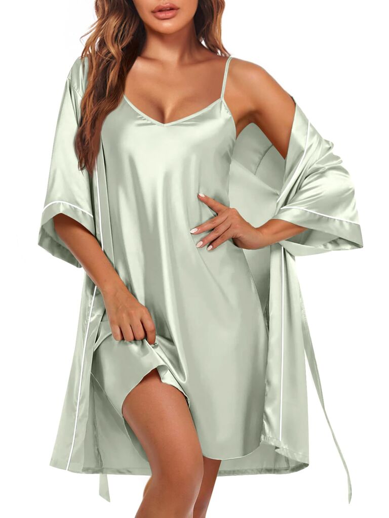 Amazon sage green satin robe